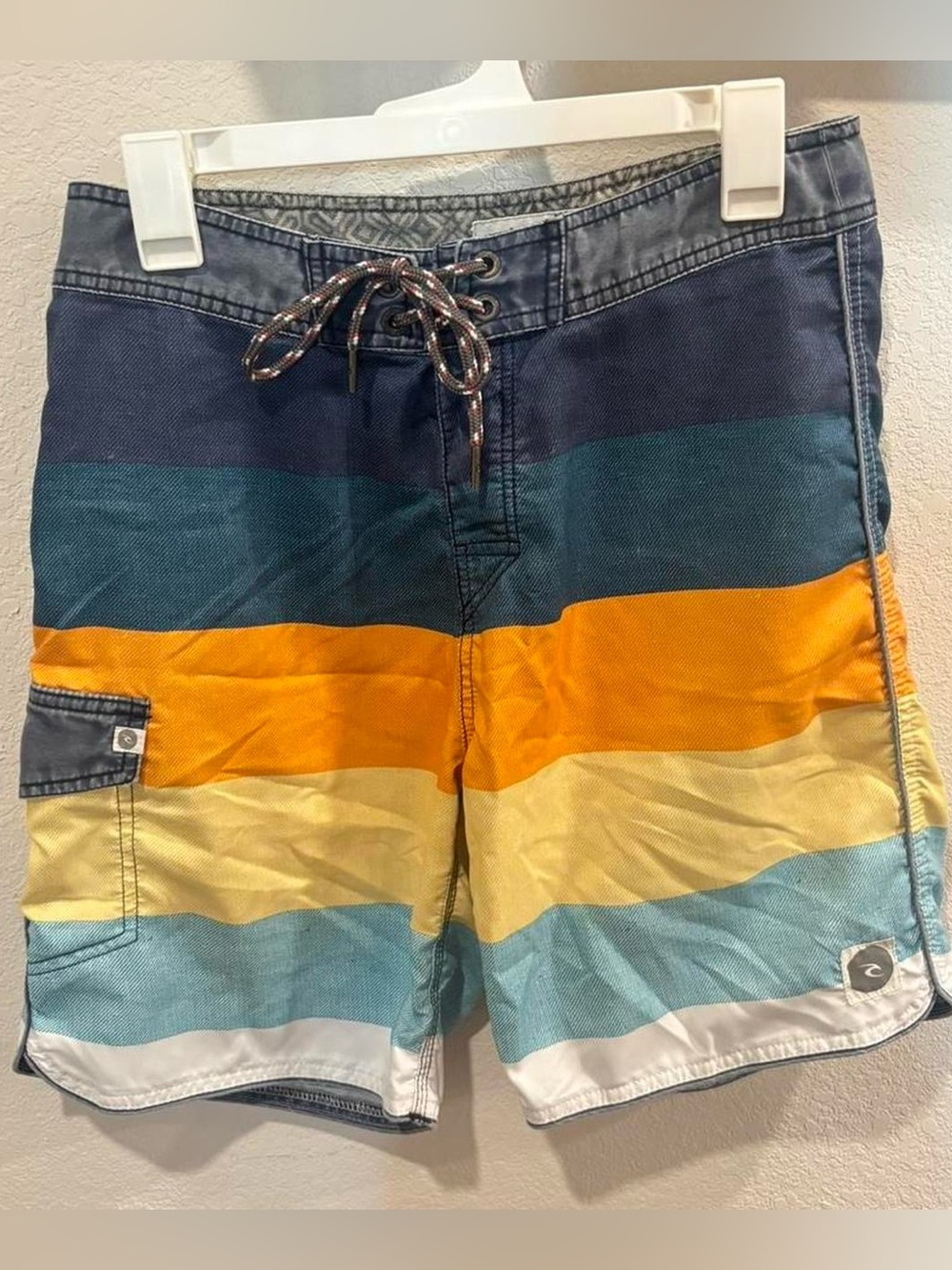 Rip Curl Men's Striped Board Shorts in Navy, Teal & Orange